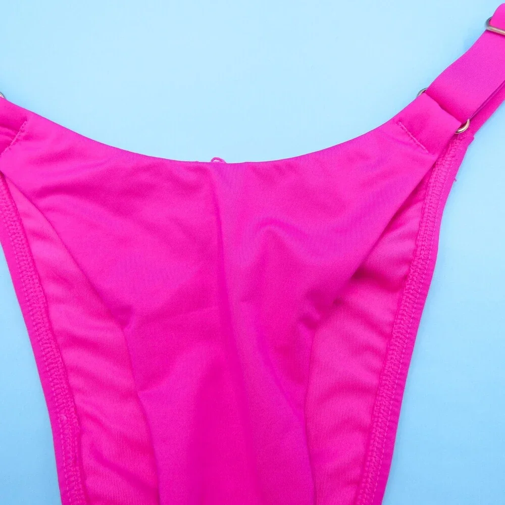 Victorias Secret Large Pink Adjustable Straps Thong Bikini Bottom Swimwear Beach